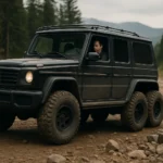 6-kolesový terénny vozidlo jazdiace v lesnom prostredí