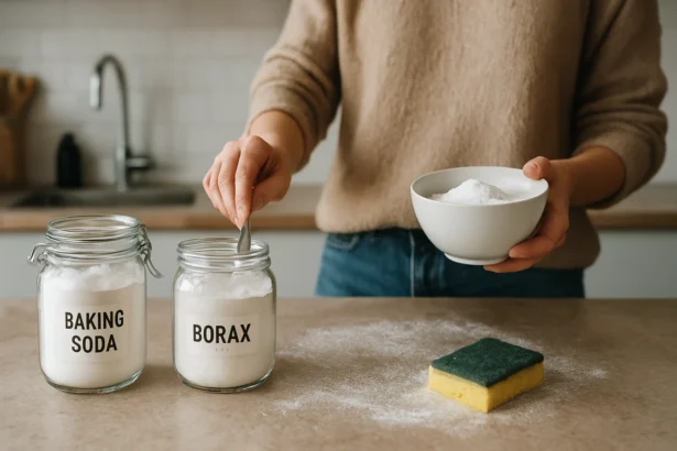 Sóda bikarbóna a bórax pre ekologické čistenie v domácnosti.
