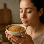 Žena s miskou pískavice, superpotraviny bohaté na živiny