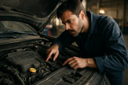 Mechanik kontroluje motor 1.7 CDTI v garáži