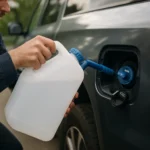 Napĺňanie AdBlue do dieselového motora na zlepšenie ekológie.