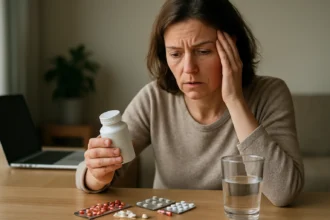 Žena sa obáva vedľajších účinkov lieku Peralgín.