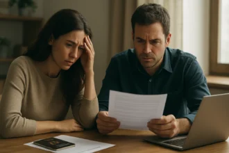 Pár znepokojený pri čítaní dokumentov o dvojitom občianstve.