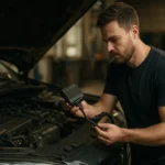 Muž inštaluje Tuningbox pre zvýšenie výkonu auta