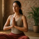 Žena praktizujúca kundalini jogu s pokojom a sústredením.