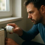 Človek nastavuje radiátorový ventil na zvýšenie efektivity vykurovania