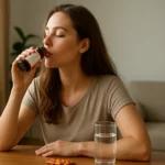 Žena pije Béres Actival pre energiu a zdravie