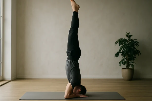 Cvičenie sirsasany: stojka na hlave zlepšuje zdravie a rovnováhu.