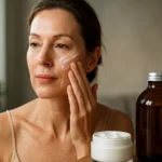 Žena nanášajúca pleťový krém na tvár pre večnú mladosť pleti.