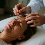 Žena podstupuje akupunktúru s odborníkom.