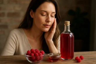 Žena s malinovým octom a malinami pre krásu a zdravie