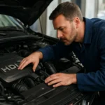 Mechanik kontroluje HDi motor v modernom automobile