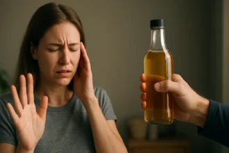 Žena odmieta ocot ako liek pri zdravotných problémoch.