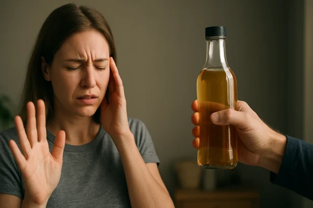 Žena odmieta ocot ako liek pri zdravotných problémoch.