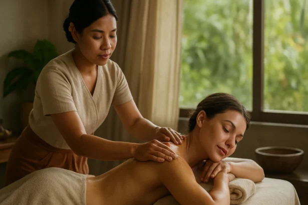 Thajská olejová masáž poskytujúca relaxáciu a harmóniu