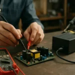 Technik meria obvod AC-DC konvertora s multimeterom