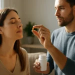 Osoba užívajúca vitamín D na posilnenie zdravia a imunity.