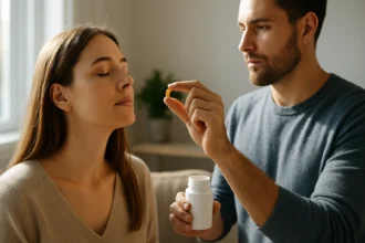 Osoba užívajúca vitamín D na posilnenie zdravia a imunity.