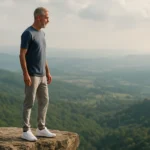 Muž stojaci na okraji skaly, symbol zlepšenia zdravia a pohybu