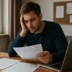 Mladý muž hľadá zamestnanie, prezerá si životopis a píše aplikácie.