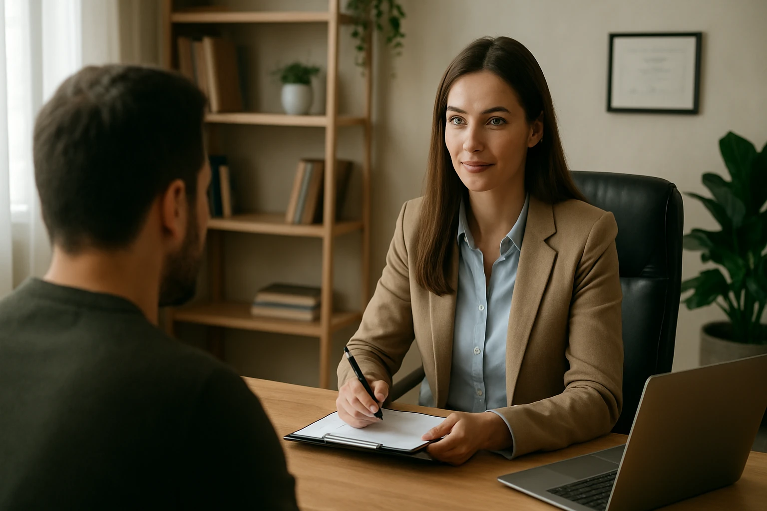 Psychologická prax: odborník s klientom v kancelárii