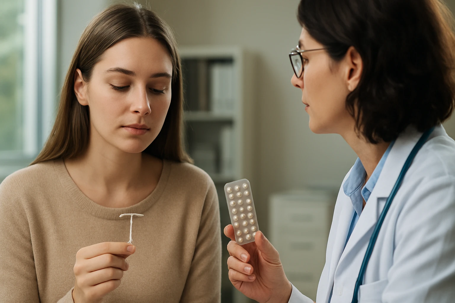 Žena konzultuje s lekárkou antikoncepciu Mistral