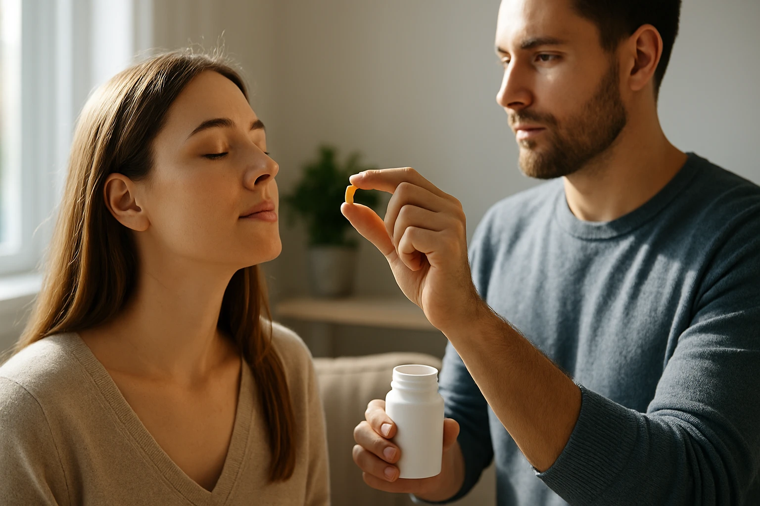 Osoba užívajúca vitamín D na posilnenie zdravia a imunity.